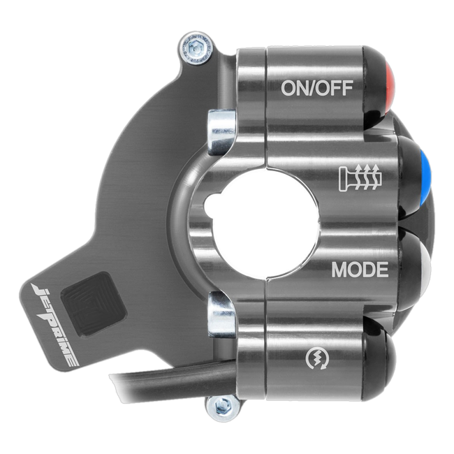 Gasgriffgehäuse mit integriertem Lenkerschalter JetPrime BMW S 1000 RR (15-18) JP CO BM008RR – geschlossenes Gehäuse, mit RR-Schriftzug
