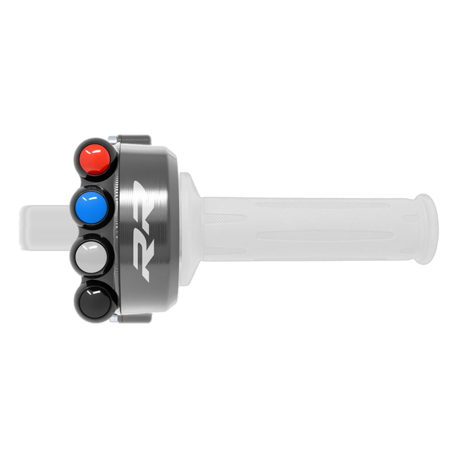 Gasgriffgehäuse mit integriertem Lenkerschalter JetPrime BMW S 1000 RR (15-18) JP CO BM008RR – geschlossenes Gehäuse, mit RR-Schriftzug