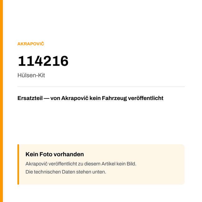 Akrapovic Hülsen-Kit 114216 — Platzhalter, kein Herstellerfoto verfügbar