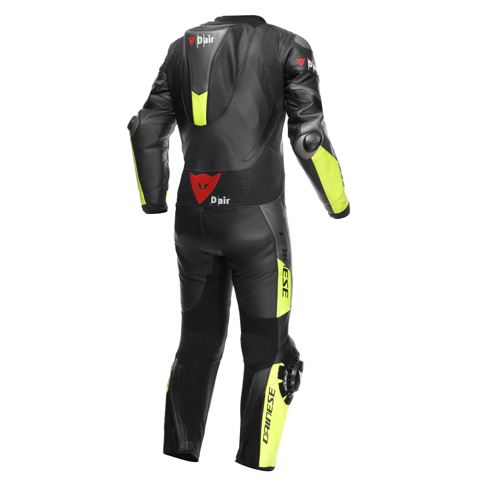 Dainese Misano 3 D-AIR® kombinezon Kožno odijelo – Perforirano zračno jastuče trkaći odijelo | Muški | Crna/Neon Žuta 
