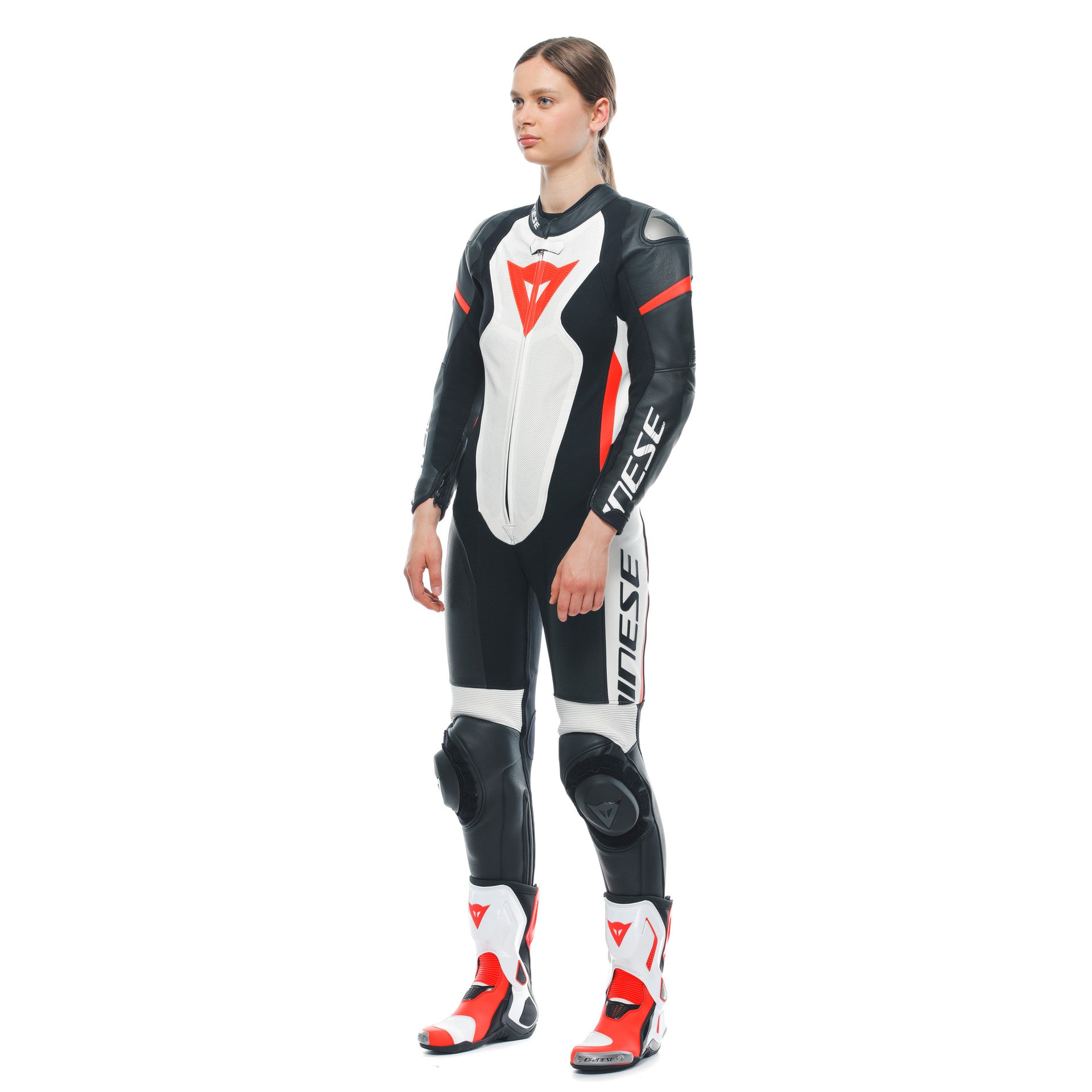 Dainese Grobnik Lady Kombinezon Kožno odijelo – Perforirani trkaći odijelo | Žene | Bijela/Crvena 
