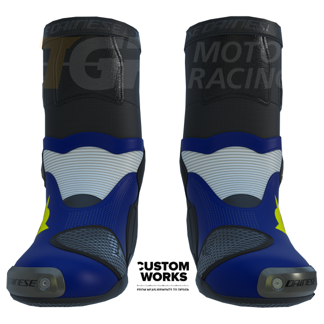 Dainese Axial 2 Air racing i cestovne motociklističke čizme | Muškarci | Yamaha plava / bijela / fluo žuta | Custom Works 