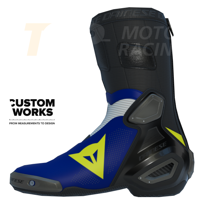 Dainese Axial 2 Air racing i cestovne motociklističke čizme | Muškarci | Yamaha plava / bijela / fluo žuta | Custom Works 
