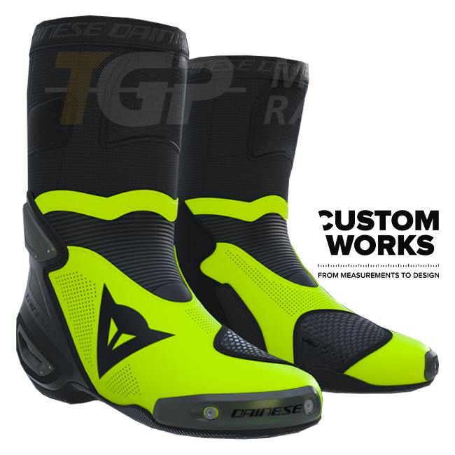 Dainese Axial 2 Air Racing i cestovne motociklističke čizme | Muškarci | Crna / Fluogelb | Custom Works 