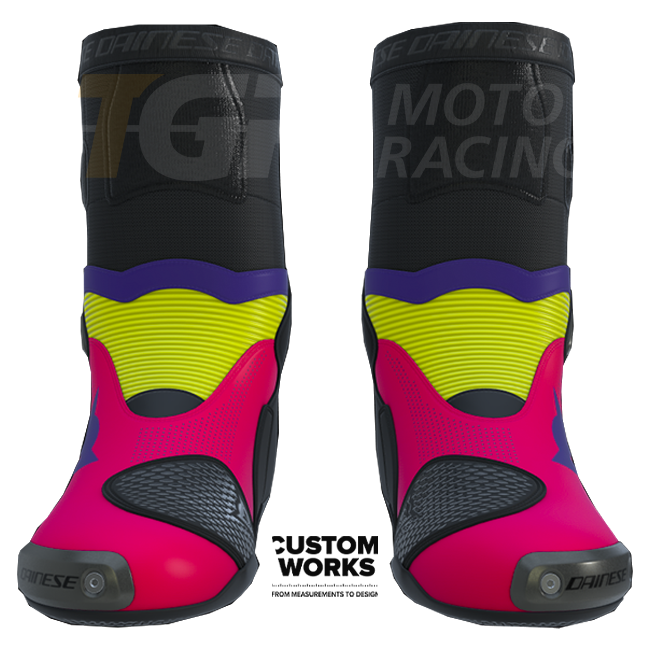 Dainese Axial 2 Air Racing i ulične motociklističke čizme | Muškarci | Fuxia / Viola / Fluogelb | Custom Works 
