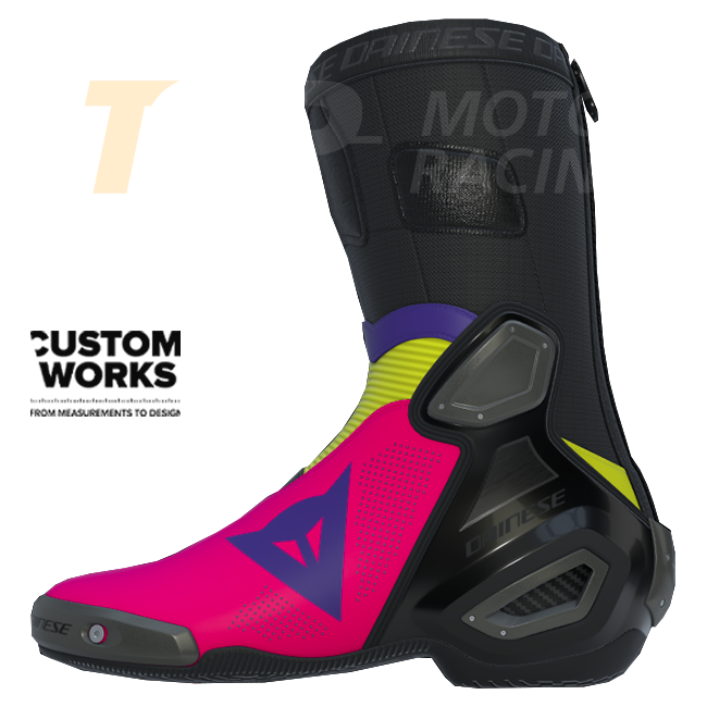 Dainese Axial 2 Air Racing i ulične motociklističke čizme | Muškarci | Fuxia / Viola / Fluogelb | Custom Works 