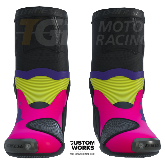 Dainese Axial 2 Racing i cestovne motociklističke čizme | Muške | Fuxia / Viola / Fluogelb | Custom Works 