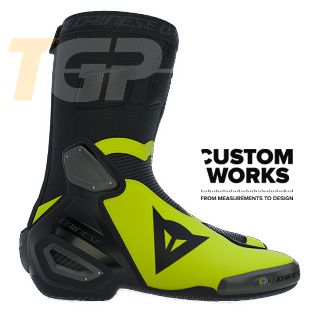 Dainese Axial 2 Racing i ulične motociklističke čizme | Muškarci | Crna / Fluogelb | Custom Works 