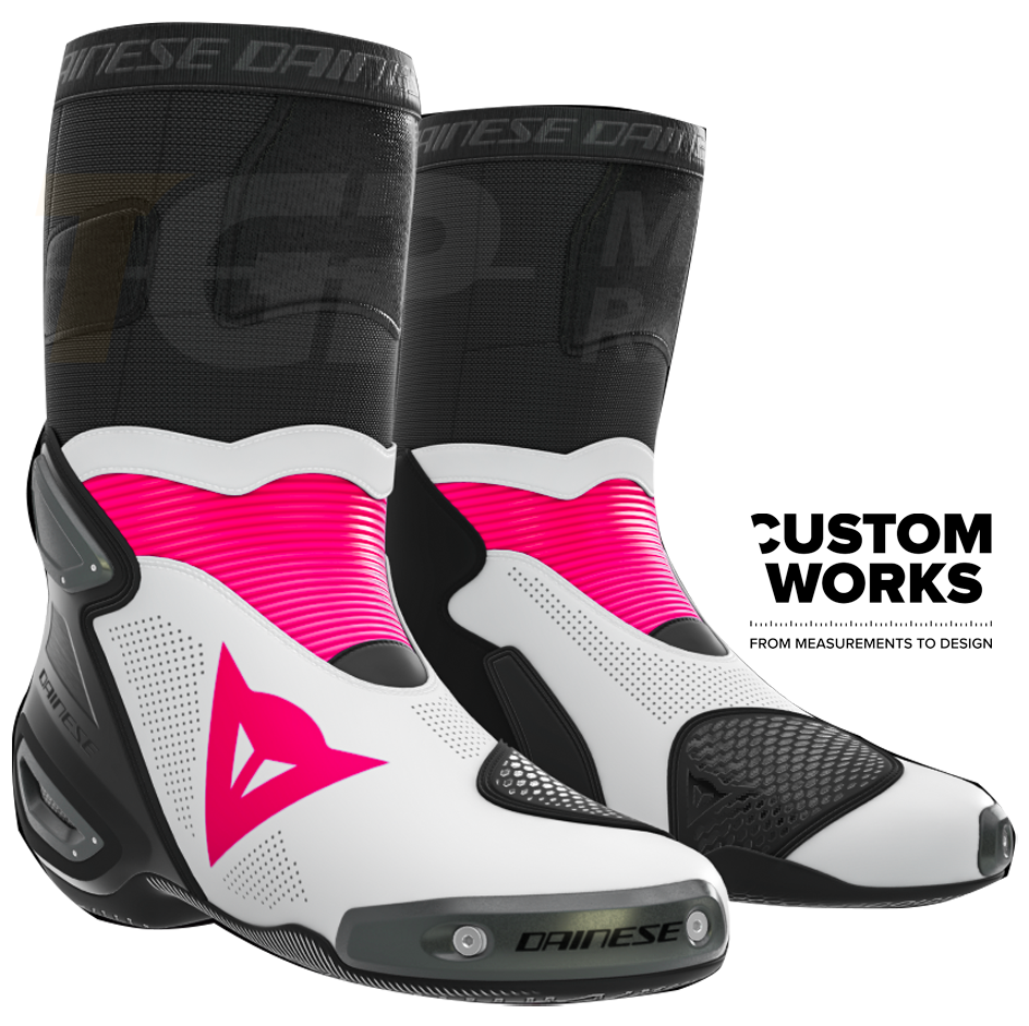 Dainese Axial 2 Air racing i cestovne motociklističke čizme | Muškarci | Fuxia / Bijela | Custom Works 