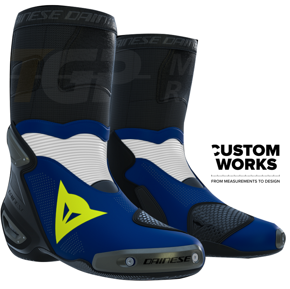 Dainese Axial 2 Air racing i cestovne motociklističke čizme | Muškarci | Yamaha plava / bijela / fluo žuta | Custom Works 