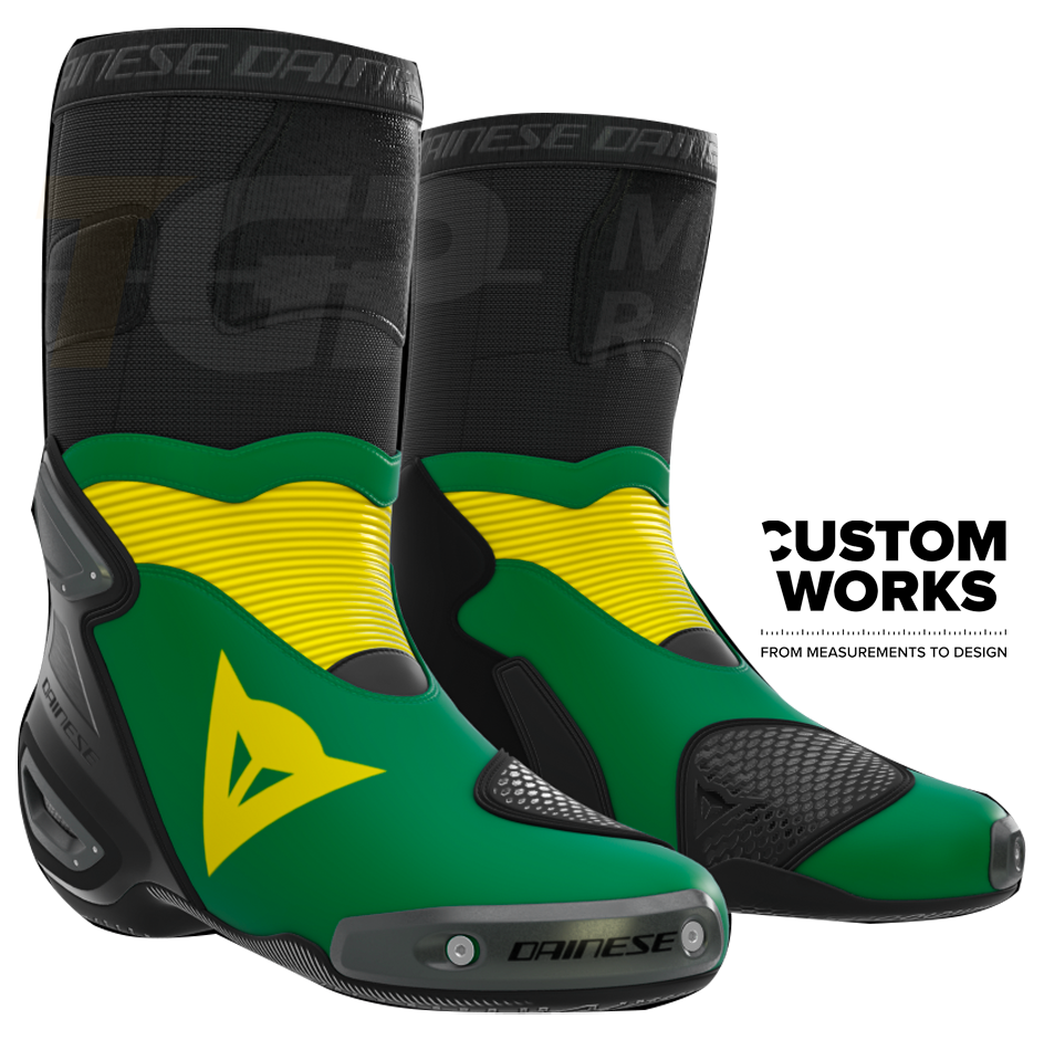 Dainese Axial 2 Racing und Straßen Motorradstiefel | Herren | Waldgrün / Gelb | Custom Works