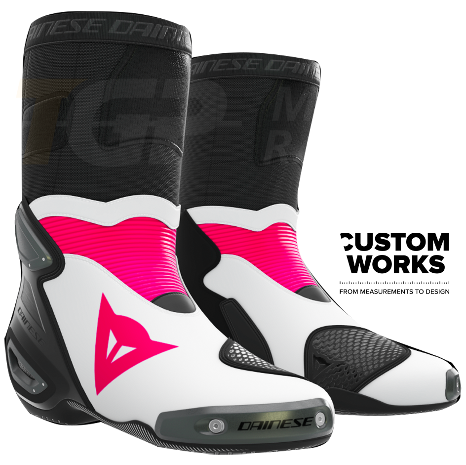 Dainese Axial 2 utrkačke i ulične motociklističke čizme | Muškarci | Fuxia / Bijela | Custom Works 