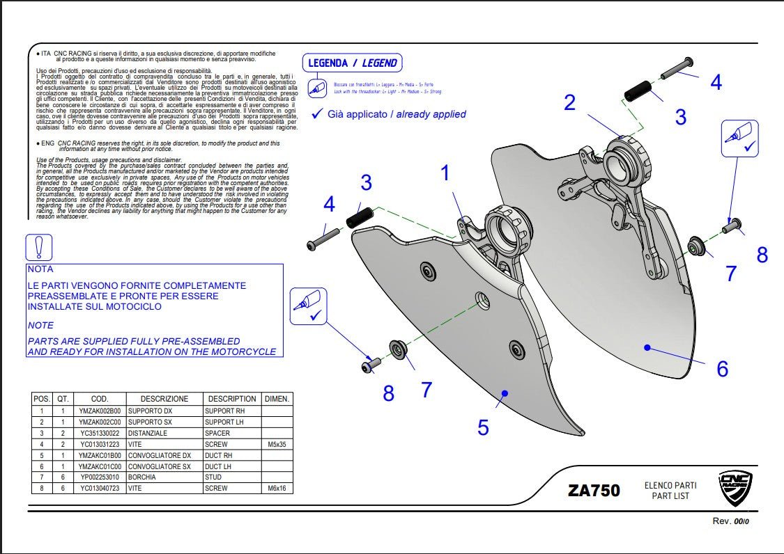 Karbonizirane kočione čeljusti hlađenje GP Air Ducts Evo Pramac Racing Ducati Panigale 959 (16-19) 