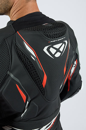 IXON Demonio Einteiler Kožno odijelo – Perforirano odijelo za trkače | Muškarci | Crno/Bijelo/Crveno 