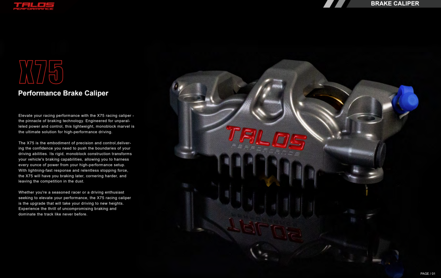 Talos X75 SBK Racing Monoblock P4 32/36 108mm kočioni čeljusti sprijeda desna | X75.108.HD.R 