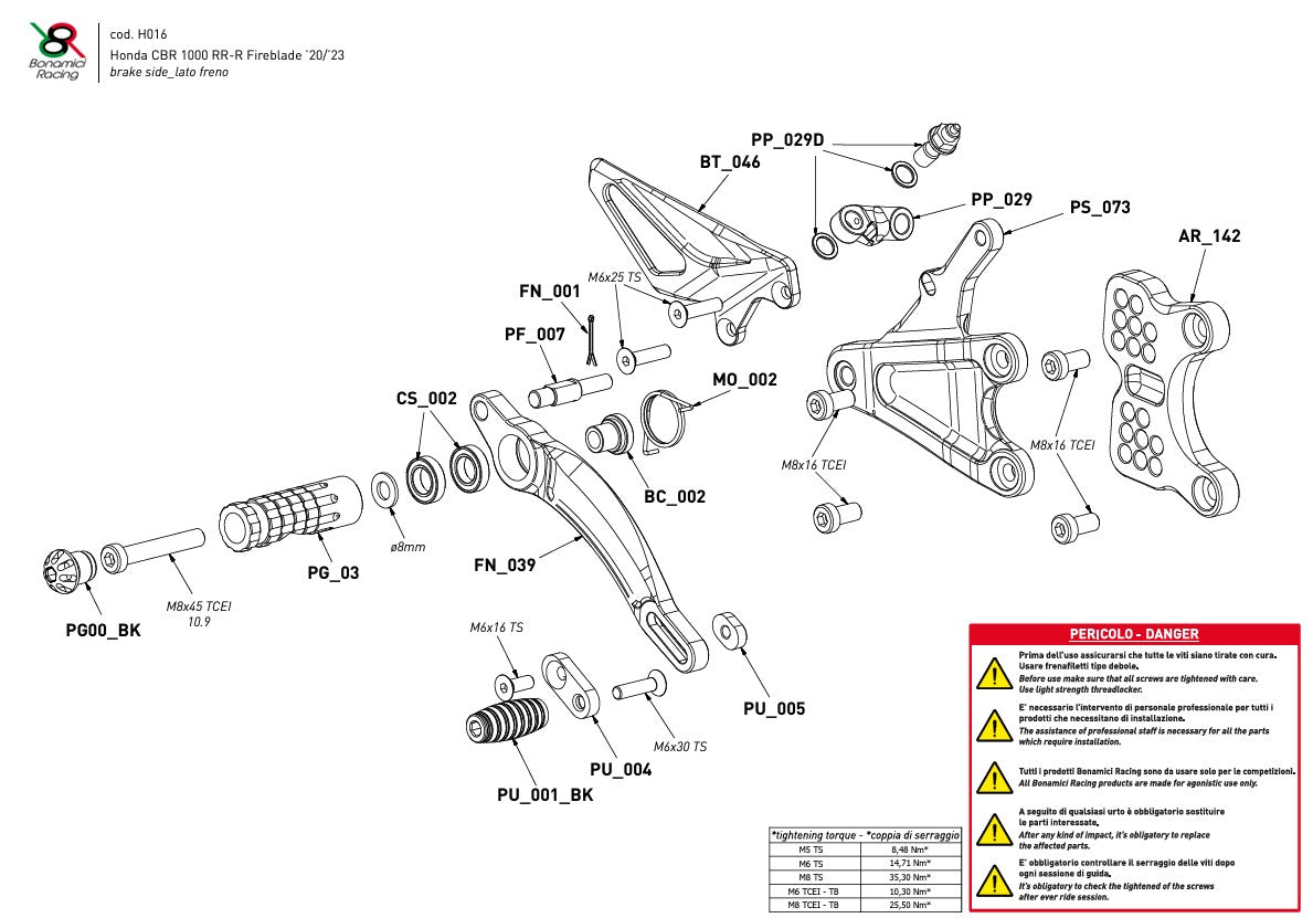 Sustav za upravljanje kočnicama Bonamici Racing Honda CBR 1000 RR-R SC82 (20-26) H016 