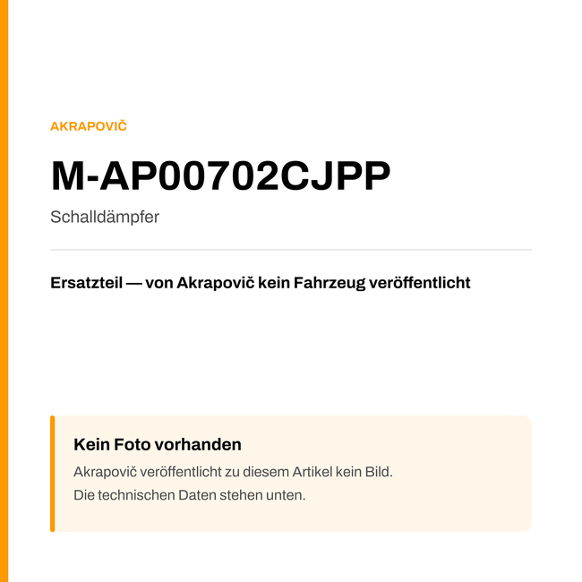 Akrapovic Schalldämpfer M-AP00702CJPP — Platzhalter, kein Herstellerfoto verfügbar