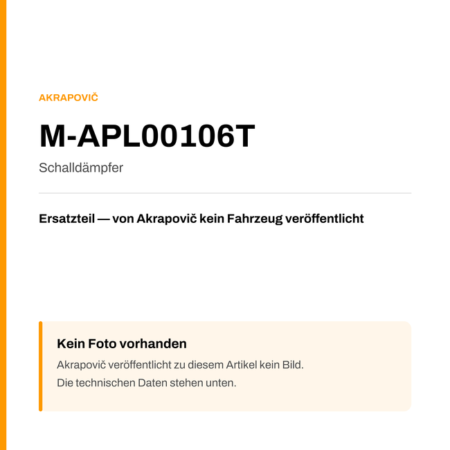Akrapovic Schalldämpfer M-APL00106T — Platzhalter, kein Herstellerfoto verfügbar