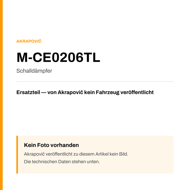 Akrapovic Schalldämpfer M-CE0206TL — Platzhalter, kein Herstellerfoto verfügbar
