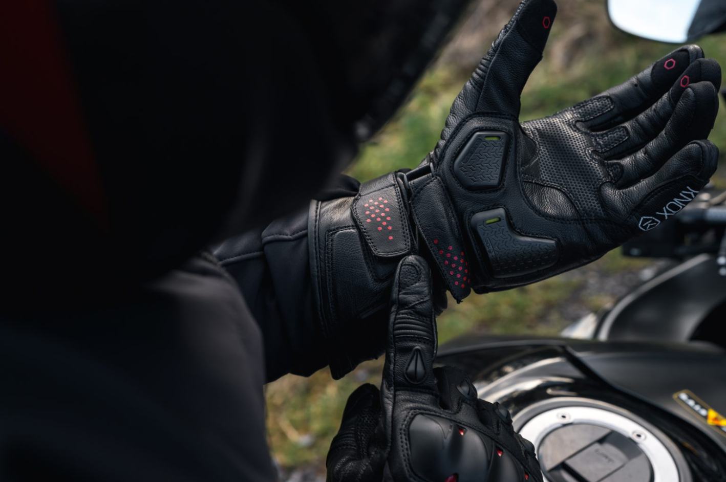 Knox Oulton MK2 Sport Lederhandschuhe | Herren | Schwarz/Rot | 1011352110030