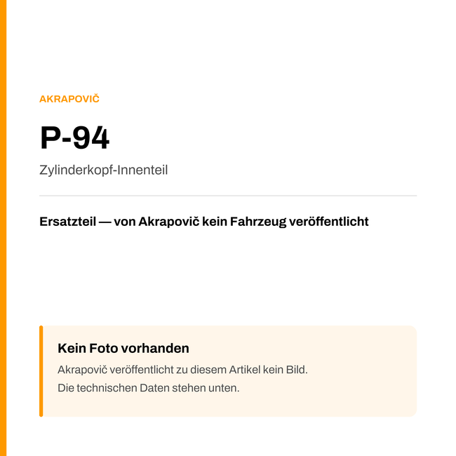 Akrapovic Zylinderkopf-Innenteil P-94 — Platzhalter, kein Herstellerfoto verfügbar