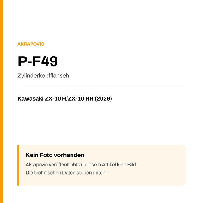 Akrapovic Zylinderkopfflansch Kawasaki ZX-10 R / ZX-10 RR (26-26) P-F49 — Platzhalter, kein Herstellerfoto verfügbar