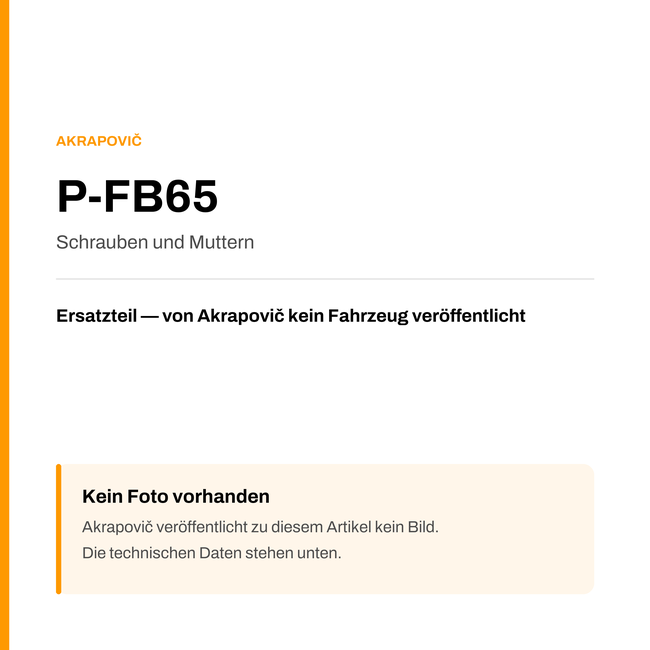 Akrapovic Schrauben und Muttern P-FB65 — Platzhalter, kein Herstellerfoto verfügbar