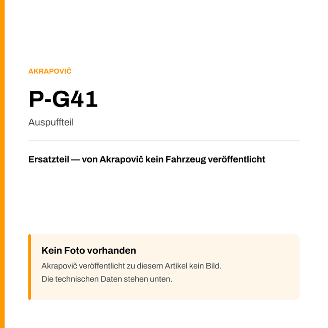 Akrapovic Auspuffteil P-G41 — Platzhalter, kein Herstellerfoto verfügbar