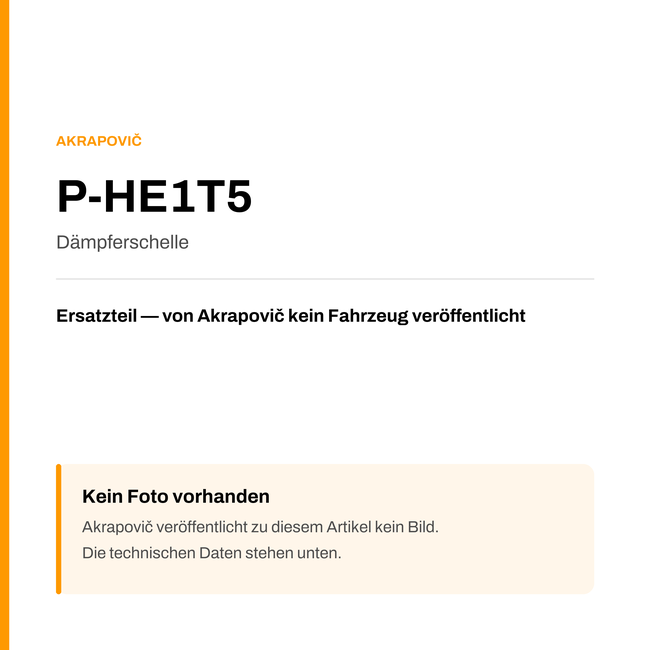 Akrapovic Dämpferschelle P-HE1T5 — Platzhalter, kein Herstellerfoto verfügbar