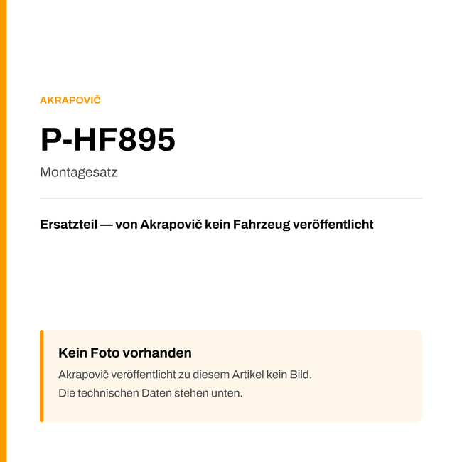 Akrapovic Montagesatz P-HF895 — Platzhalter, kein Herstellerfoto verfügbar