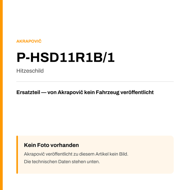 Akrapovic Hitzeschild P-HSD11R1B/1 — Platzhalter, kein Herstellerfoto verfügbar