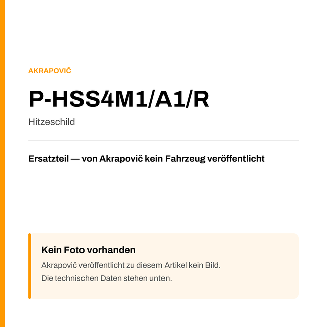 Akrapovic Hitzeschild P-HSS4M1/A1/R — Platzhalter, kein Herstellerfoto verfügbar