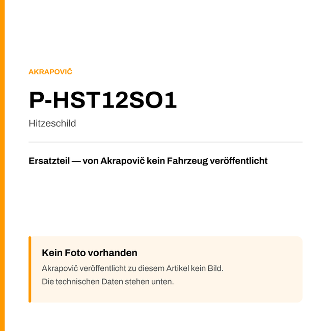Akrapovic Hitzeschild P-HST12SO1 — Platzhalter, kein Herstellerfoto verfügbar