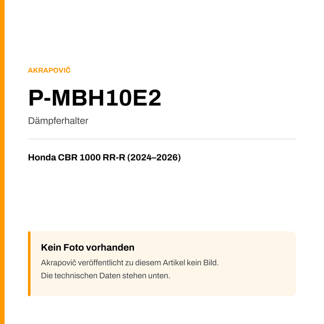 Akrapovic Dämpferhalter Honda CBR 1000 RR-R (24-26) P-MBH10E2 — Platzhalter, kein Herstellerfoto verfügbar