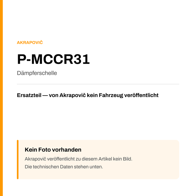 Akrapovic Dämpferschelle P-MCCR31 — Platzhalter, kein Herstellerfoto verfügbar