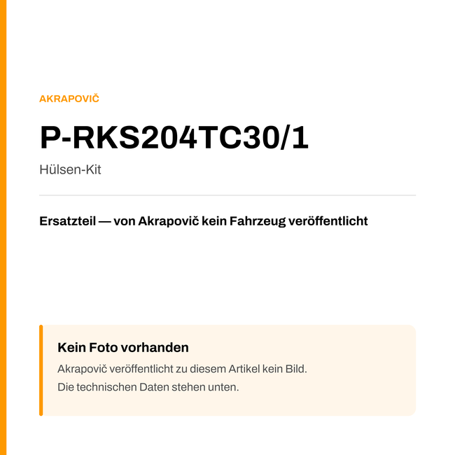 Akrapovic Hülsen-Kit P-RKS204TC30/1 — Platzhalter, kein Herstellerfoto verfügbar