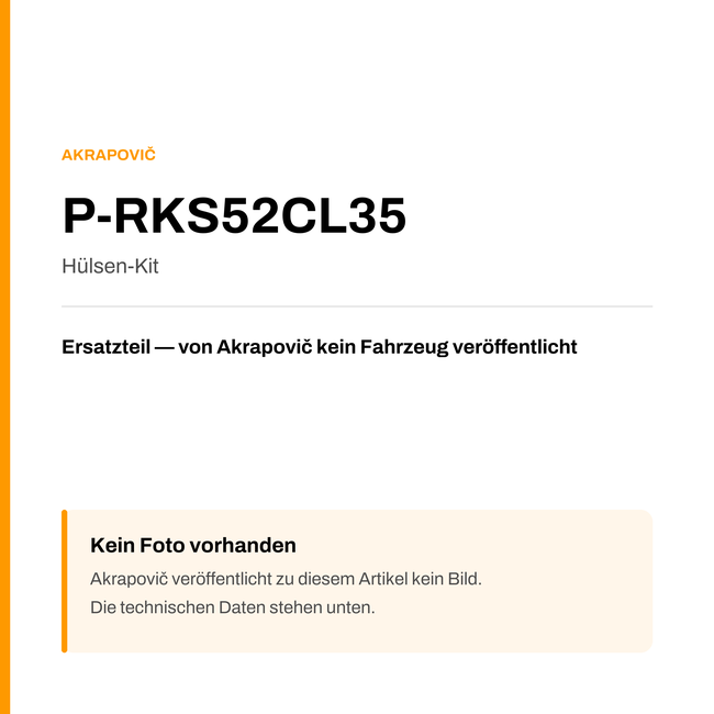 Akrapovic Hülsen-Kit P-RKS52CL35 — Platzhalter, kein Herstellerfoto verfügbar
