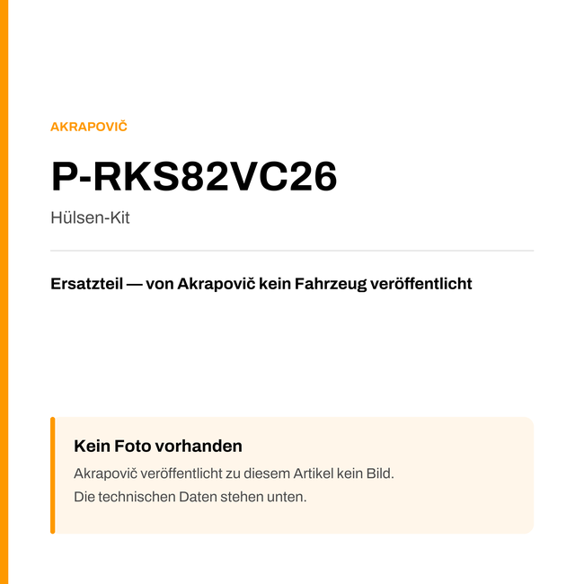 Akrapovic Hülsen-Kit P-RKS82VC26 — Platzhalter, kein Herstellerfoto verfügbar