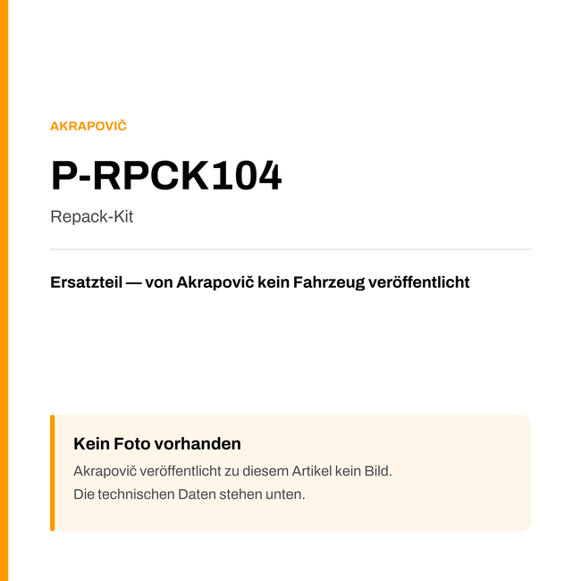 Akrapovic Repack-Kit P-RPCK104 — Platzhalter, kein Herstellerfoto verfügbar