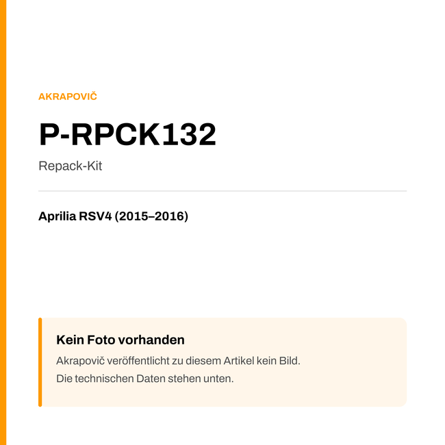 Akrapovic Repack-Kit Aprilia RSV4 (15-16) P-RPCK132 — Platzhalter, kein Herstellerfoto verfügbar
