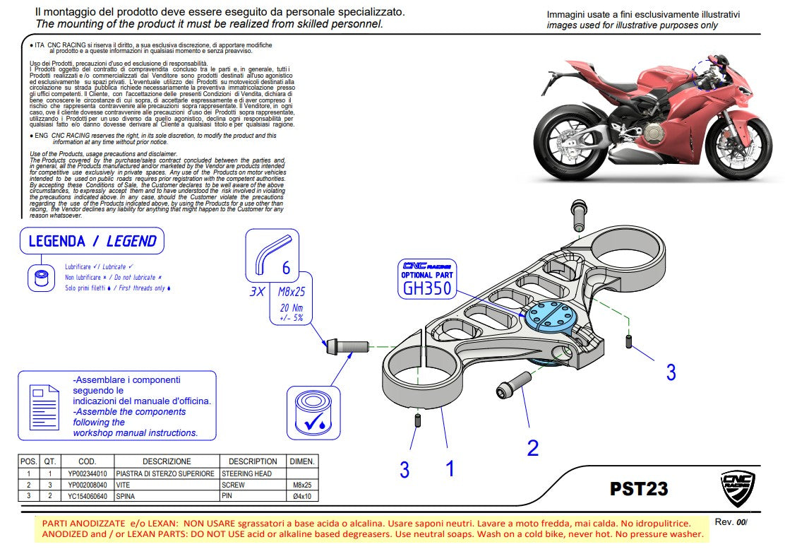 CNC Racing vilica (GORE) Ducati Panigale V4/S (25-26) PST23BR 