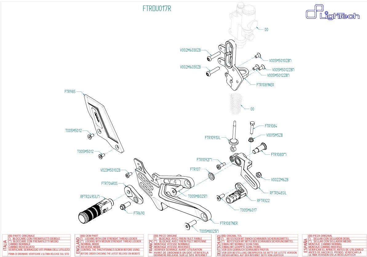 Sustav stražnjih kočnica R LighTech Ducati Panigale V4/S/R (25-26) FTRDU017R 