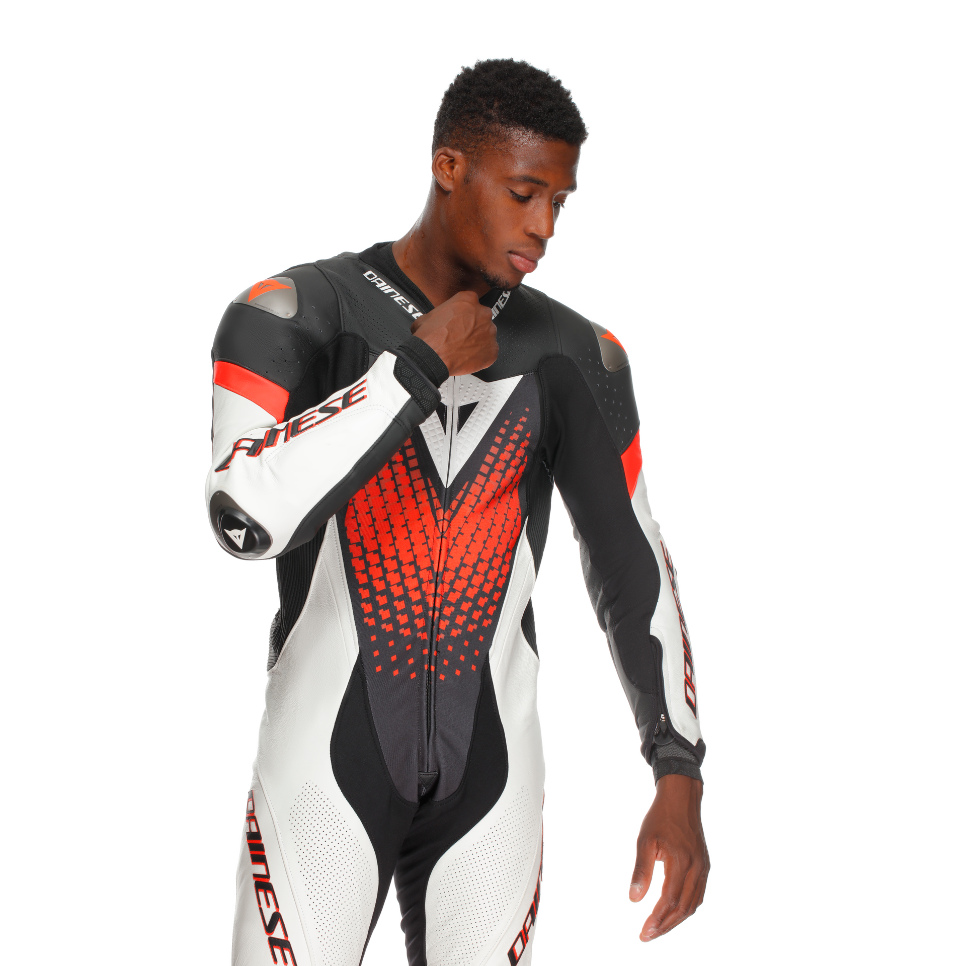 Dainese Laguna Seca 6 kombinezon Kožno odijelo – Perforirani trkaći odijelo | Muškarci | Bijela/Crvena 