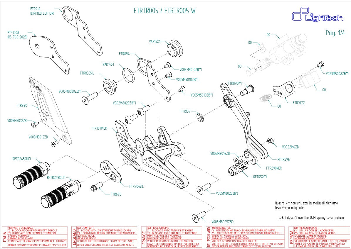 Sustav za upravljanje LighTech Triumph Daytona 675/765 (13-21) FTRTR005 