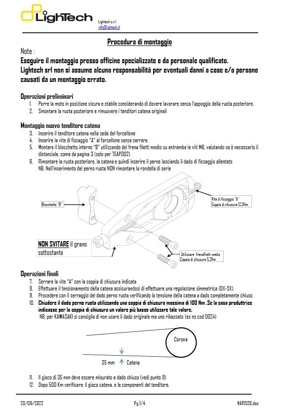LighTech napinjač lanca BMW S1000RR K67 (19-26) TEBM003 