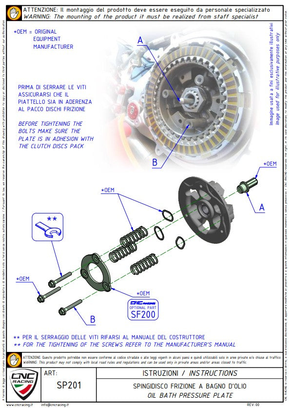 CNC Racing tlačna ploča spojke Ducati Panigale V4/S (25-26) SP201 