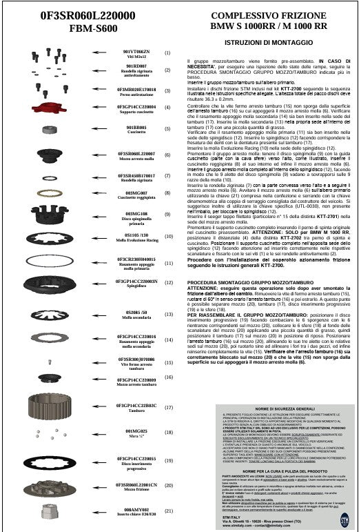 STM suhi spojka kit BMW M1000RR K66 (23-26) KTT-2700 