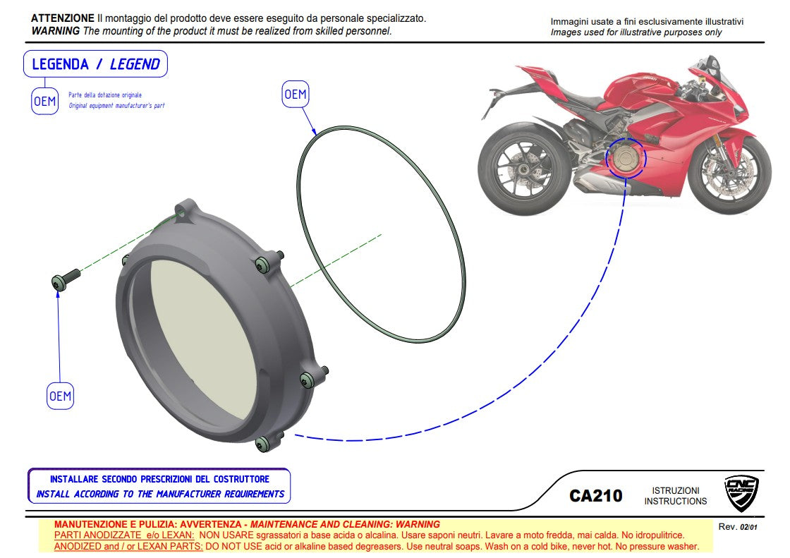Prozirni poklopac spojke Pramac Racing Limited Edition CNC Racing Ducati Panigale V4/S (25-26) CA210PR 