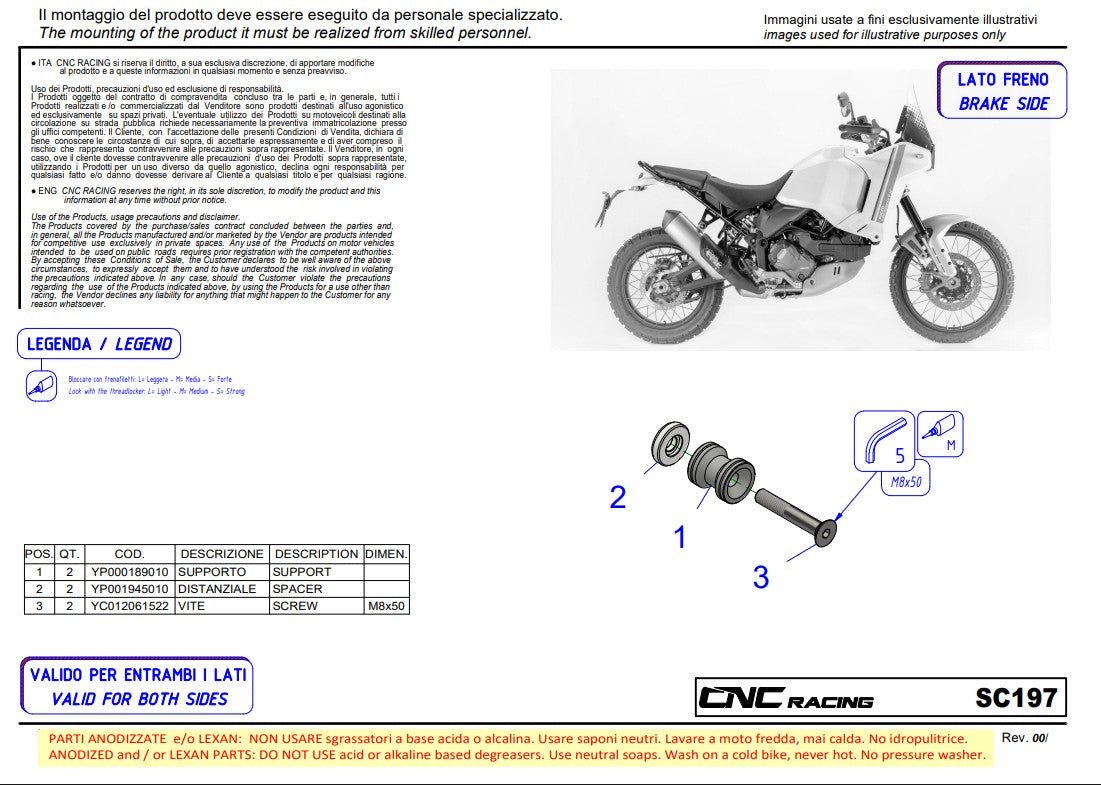 Bobbins/Blozen Ständeraufnahme CNC Racing M8 Ducati Panigale V4/S/R (25-26) SC197 