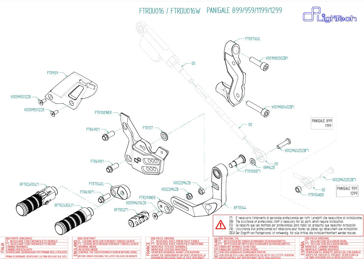 Sustav za prebacivanje LighTech za Ducati Panigale 1199/S/R (12-17) FTRDU016/W 